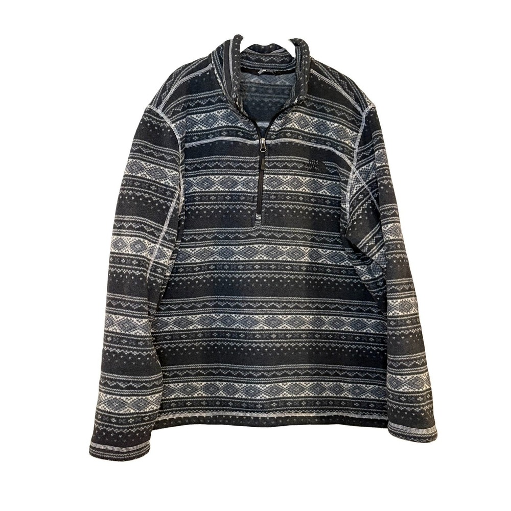 The North Face Pullover Mens XXL Black Fair Isle Aztec 1/4 Zip Tsillan Fleece
